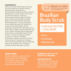 M3 Naturals Brazilian body scrub luxe exfoliation close-up for pampering skin care.
