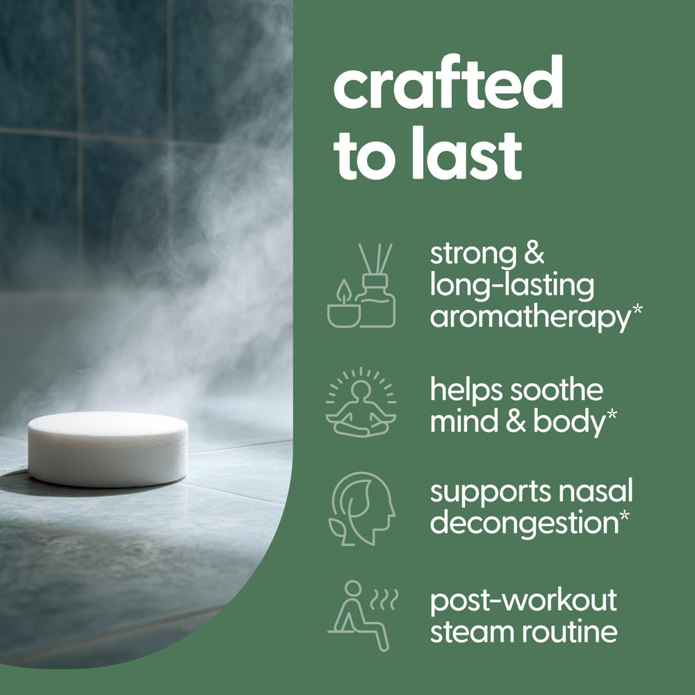 M3 Naturals eucalyptus steam in shower promotes refreshing atmosphere