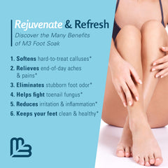 M3 Naturals Organic Foot Soak provides gentle care for sensitive feet.