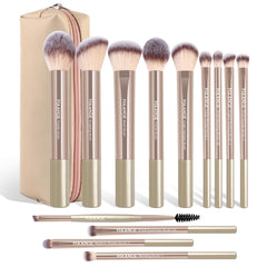 MAANGE 13-piece brush set with champagne case for versatile makeup applications