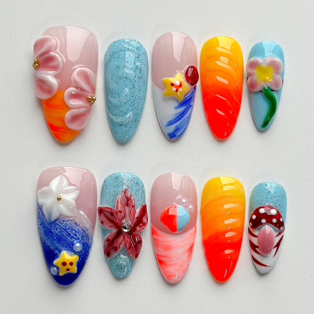 MABKJLF luxury press-on nails with medium almond design for a salon-like at-home look