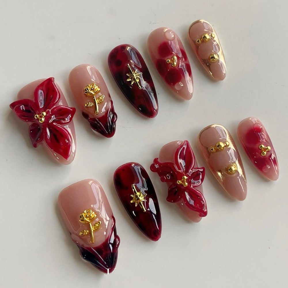 MABKJLF Luxury Press On Nails in medium almond shape for an at-home salon look