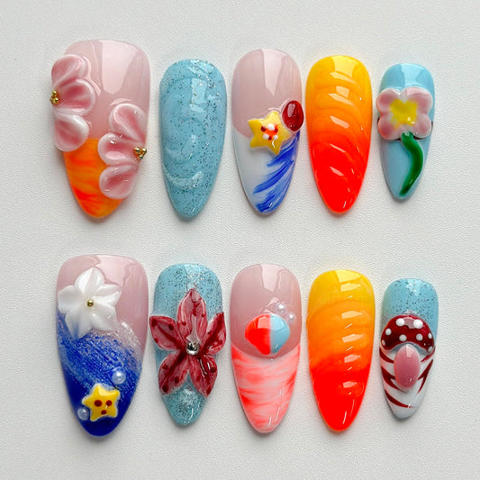 MABKJLF luxury press-on nails with medium almond design for a salon-like at-home look