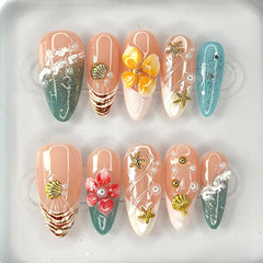 MABKJLF Luxury press-on nails almond shape with glossy finish for easy upgrade.