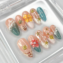 MABKJLF Plumeria-art nails highlight vibrant, reusable ABS design for everyday wear.