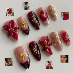 MABKJLF red floral detailed nails on a hand photo for stylish occasions