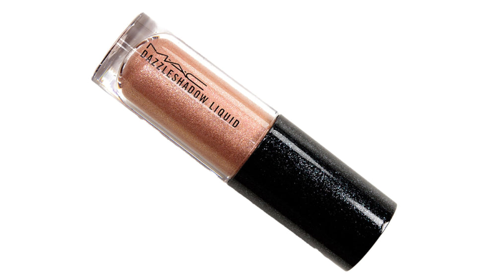 MAC Dazzleshadow Liquid Beam Time rose gold eye shadow for long-lasting shimmer.
