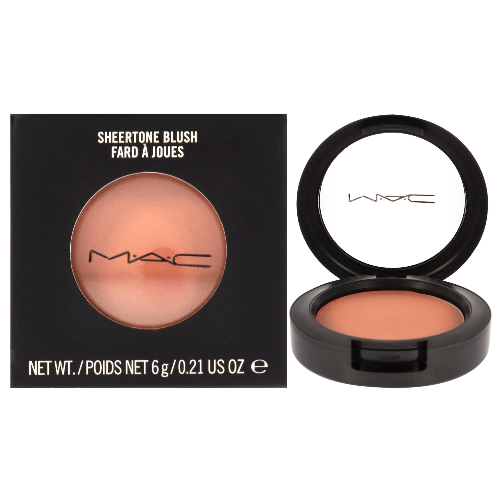 MAC Gingerly Sheertone blush in compact shows sheer color for natural radiance