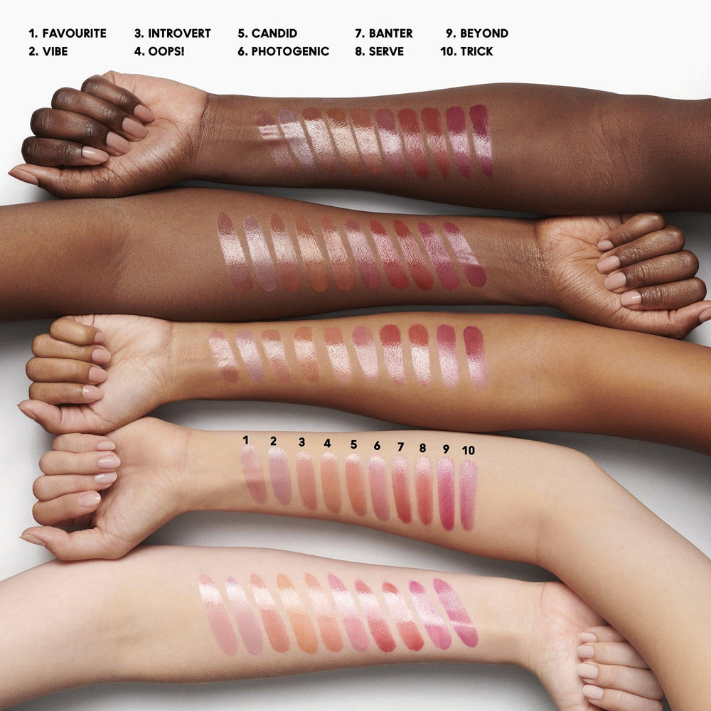 MAC Glow Play Tendertalk Lip Balm Oops close-up shine reveals glossy shade shifting finish.