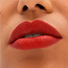 MAC Locked Kiss Gutsy lip application demonstrates creamy glide for comfortable color