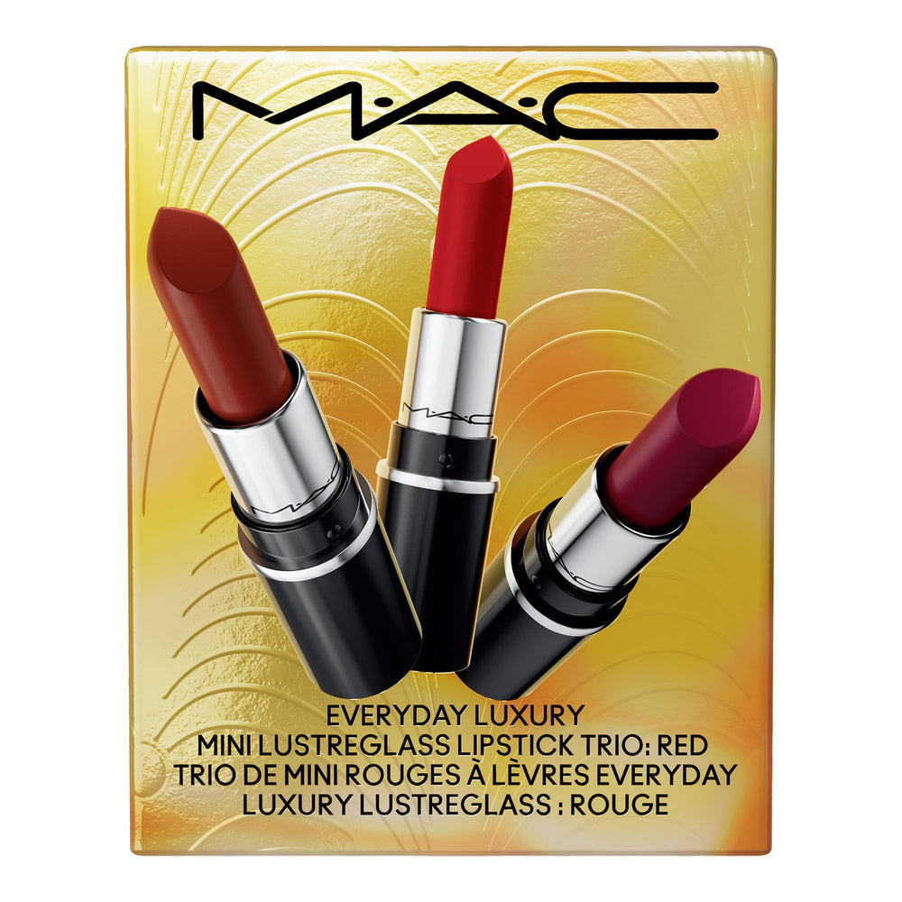 MAC Mini Lustreglass Trio — travel-friendly lip color set.