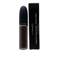 MAC Powder Kiss Liquid Lipcolour 955 Chestnut swatches demonstrate rich pigmentation