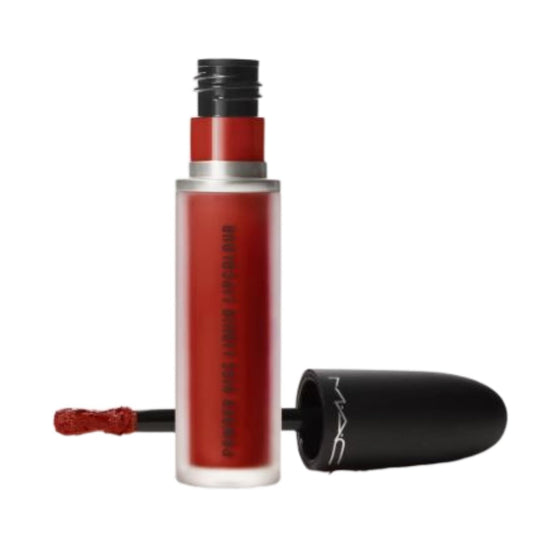 MAC Powder Kiss Liquid Lipcolour Marrakesh-Mere packaging showcasing long-wear, moisture-rich color.