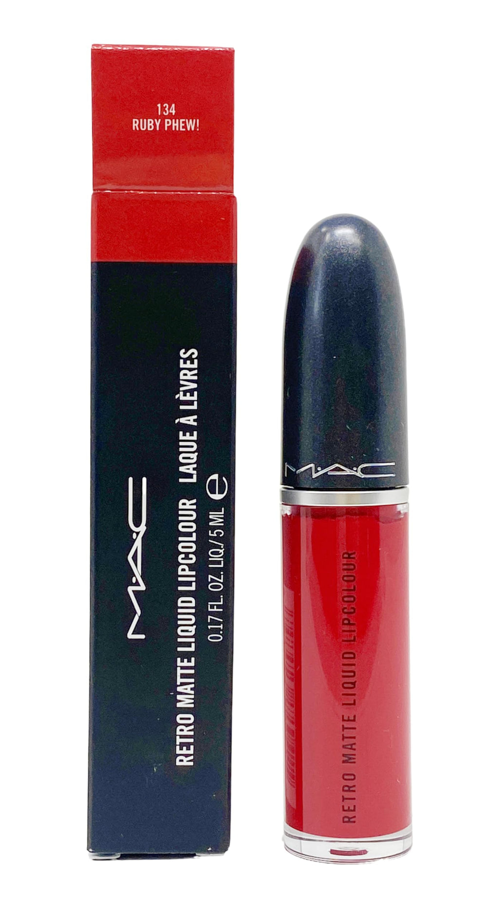 MAC Retro Matte Liquid Lipcolour 134 Ruby Phew closeup showing bold, long-lasting color.