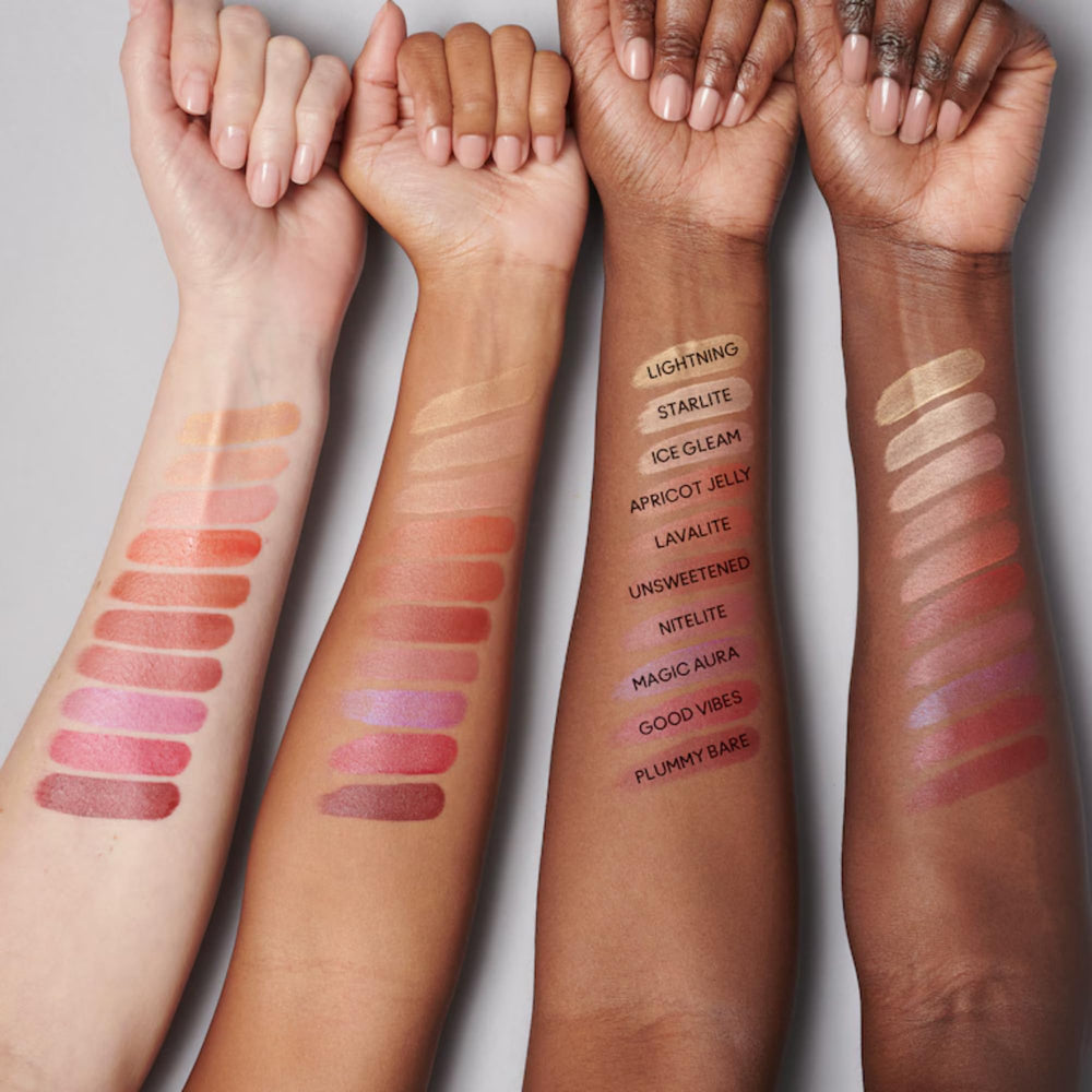 MAC Strobe Beam blush on lips and cheeks for radiant color.