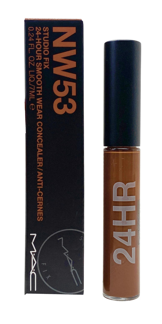 MAC Studio Fix 24HR Concealer NW53 bottle with natural matte finish for deep skin