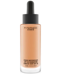 MAC Vibrantly Young foundation bottle with pump, offering lightweight coverage and a dewy finish.