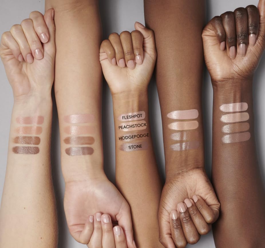 MAC Ximal Sleek Satin Lipstick 836 Fleshpot on lips in warm nude tone under soft lighting