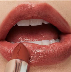 MAC Ximal Satin Lipstick close-up highlights smooth satin finish for daily wear