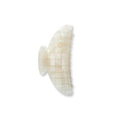 MACHETE midi heirloom claw with opalite shell checker; secure hold for medium hair volume.