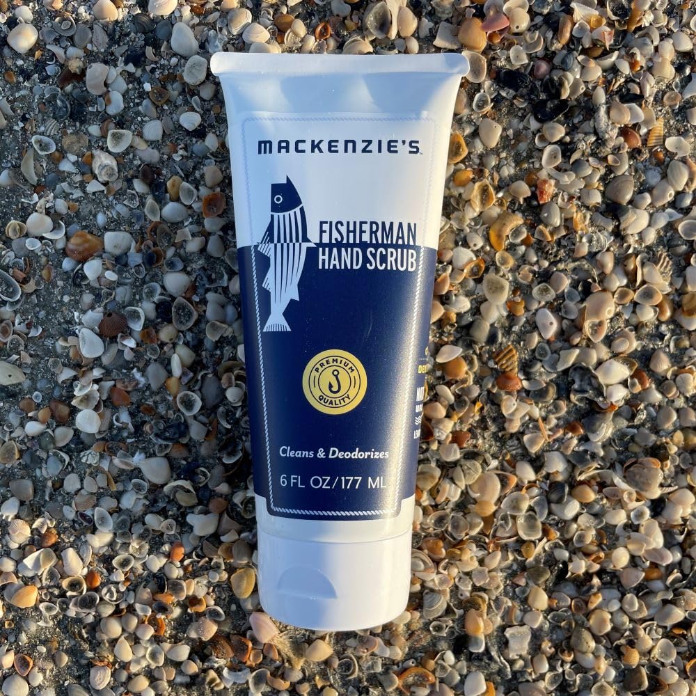 MacKenzie's Fisherman Hand Scrub biodegradable formula shown.