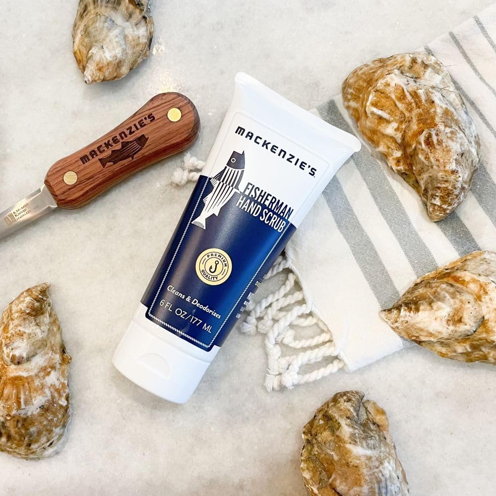 MacKenzie's Fisherman Hand Scrub at a chef station for quick clean.