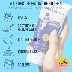MacKenzie's Fisherman Hand Scrub used for kitchen cleanup after cooking.
