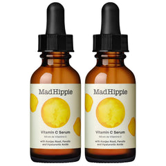 Mad Hippie Vitamin C Serum bottle shows glow-enhancing hydration for bright skin.
