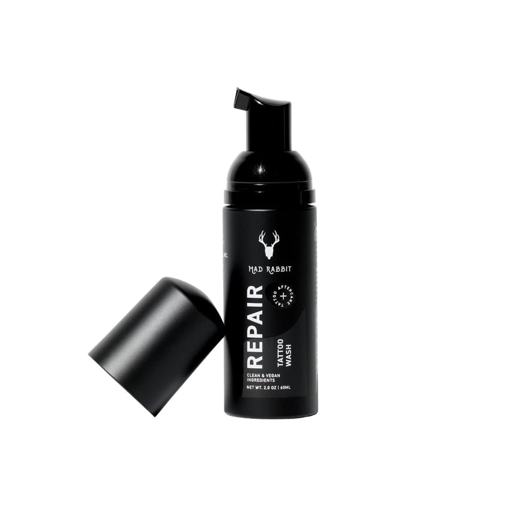 Mad Rabbit Tattoo Aftercare Soap bottle showing gentle, fragrance-free cleanse for new tattoos.