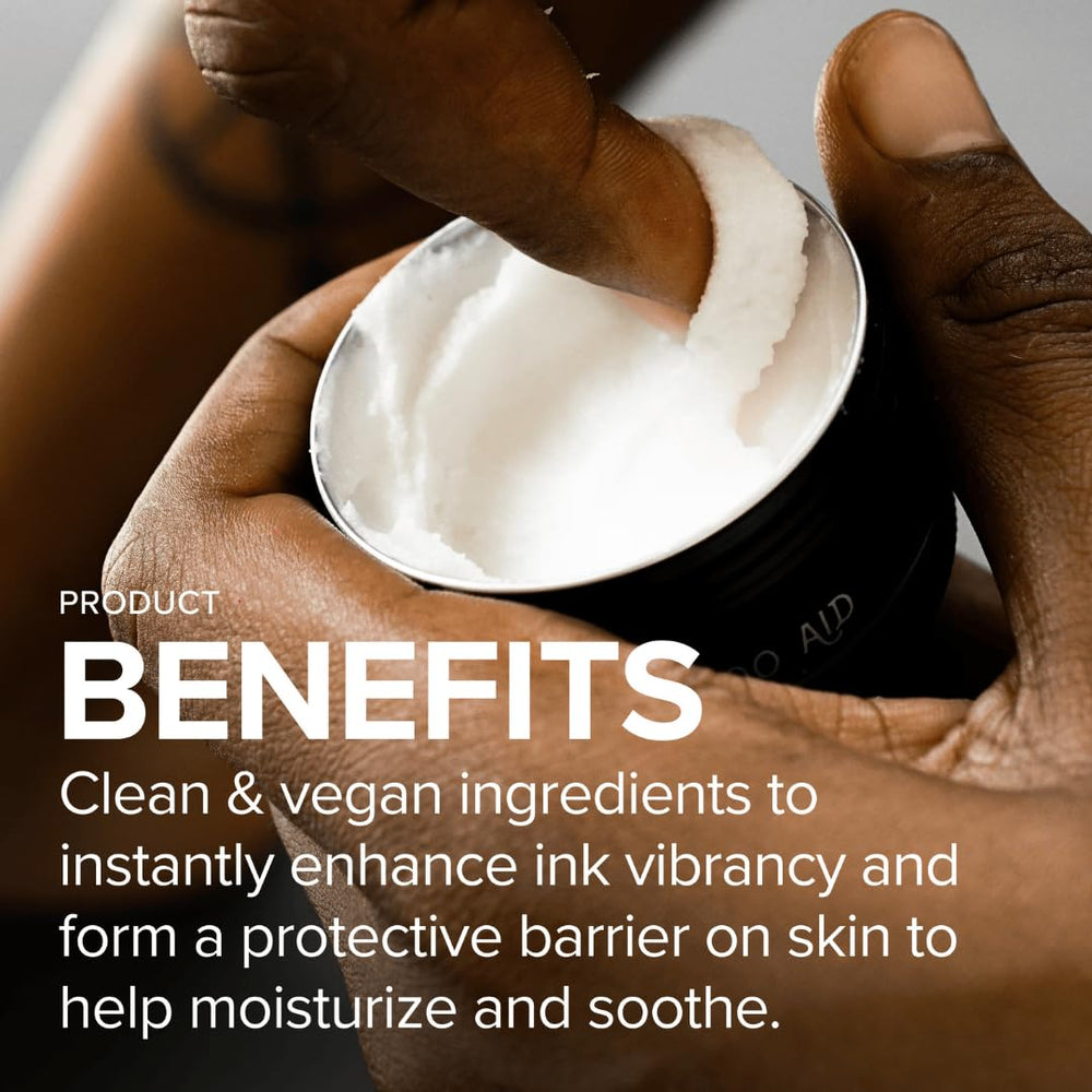 Mad Rabbit Tattoo Balm texture shown for rich, nourishing care to protect ink.
