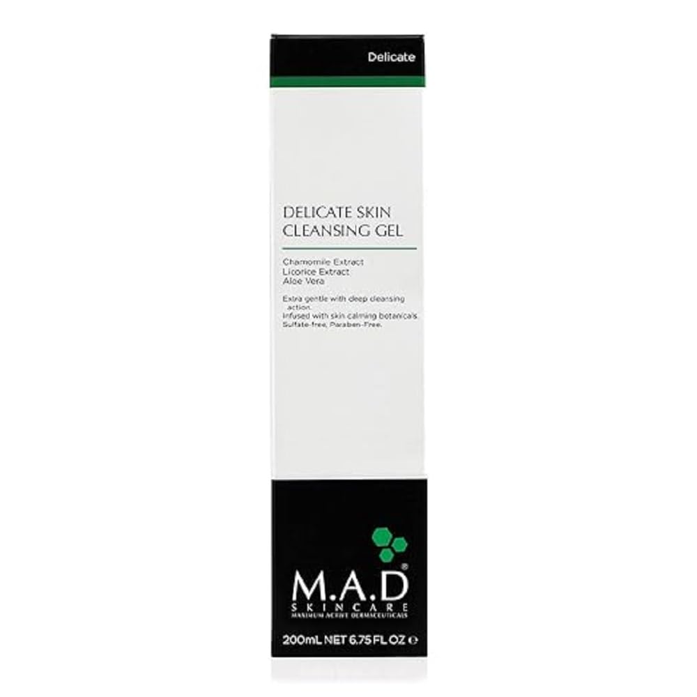 M.A.D Skincare Delicate Skin Cleansing Gel pump, daily gentle cleanse that supports calm, hydrated skin