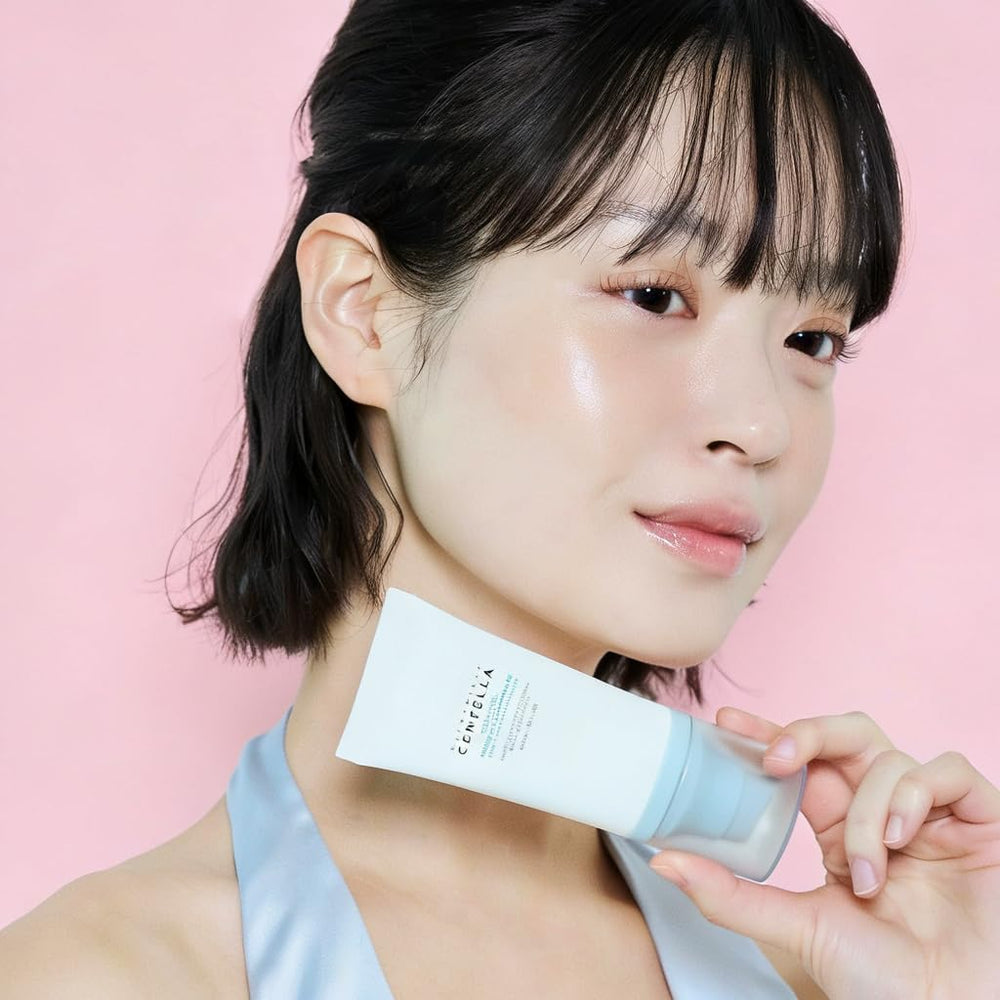Madagascar Centella Hyalu-Cica Water-Fit Sun Serum pump-dispense—tidy skincare routine