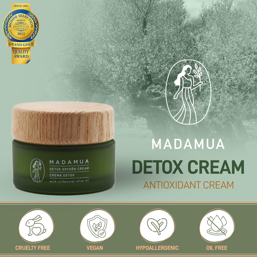 MADAMUA Detox Antioxidant Moisturizer applied on skin for a smooth, quick absorbing finish