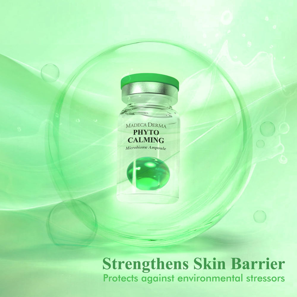 Madeca Derma Phyto-Calming biome balls close-up visualizing calming formula.