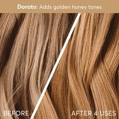 Madison Reed Color Therapy Dorato after-use shine on hair.
