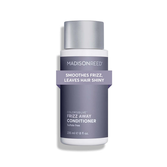 Madison Reed ColorSolve Frizz Away conditioner bottle delivering color-safe frizz control.