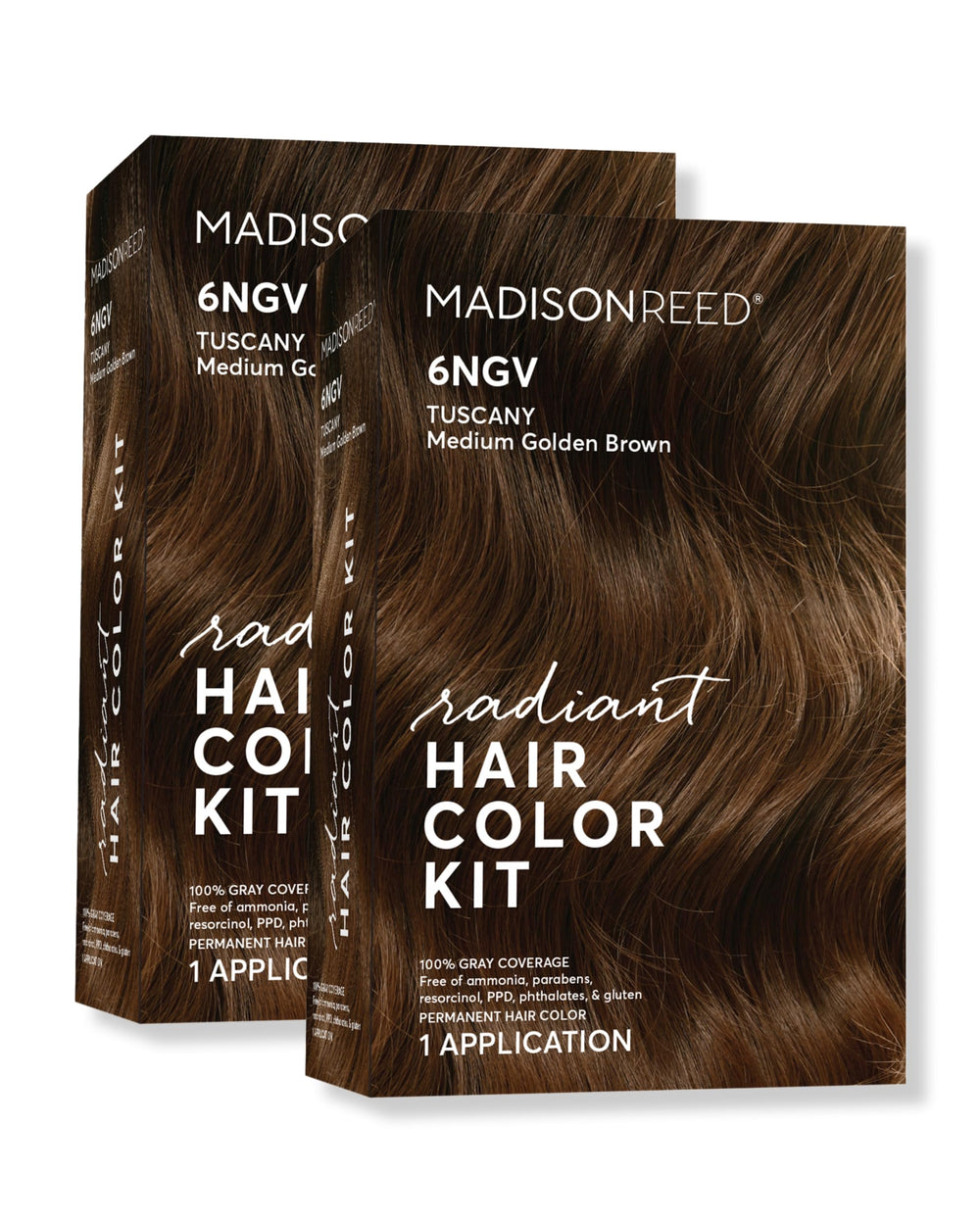 Madison Reed Radiant Color Kit box front in medium golden brown for natural-looking results
