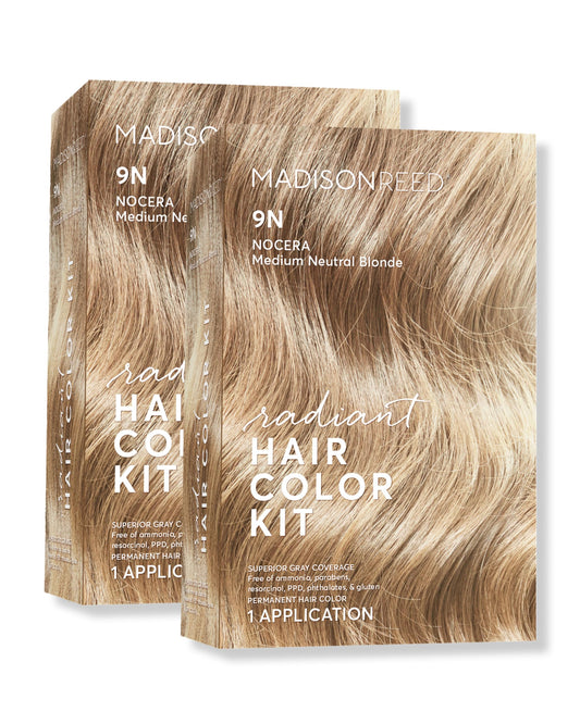 Madison Reed Radiant Color Kit 9N ready for at-home application and precise blending.