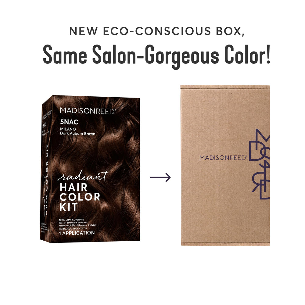 Madison Reed Radiant Color Kit blends gray subtly in dark chocolate brown shade.