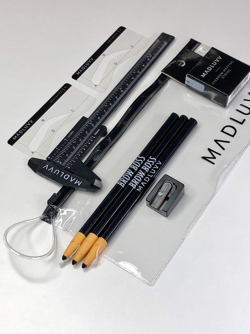MADLUVV Brow Mapping Kit pencils with sharpener for precise brow measurements