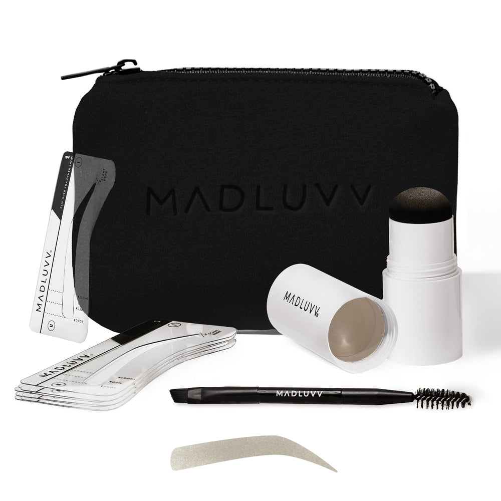 MADLUVV Brow Stamp Kit taupe cap pigment for fast, natural-looking brows.