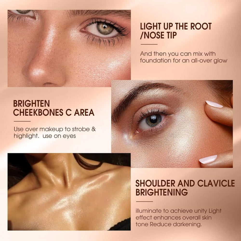 MAEPEOR Shimmer Body Luminizer body glow on shoulders and collarbones.