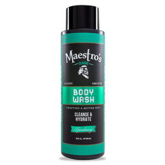 Maestro's Classic Bath Wash bottle pour with Speakeasy scent for a refined cleanse.