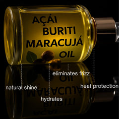 MagicSleek Acai Oil ingredients: acai, maracuja, buriti nourish hair.