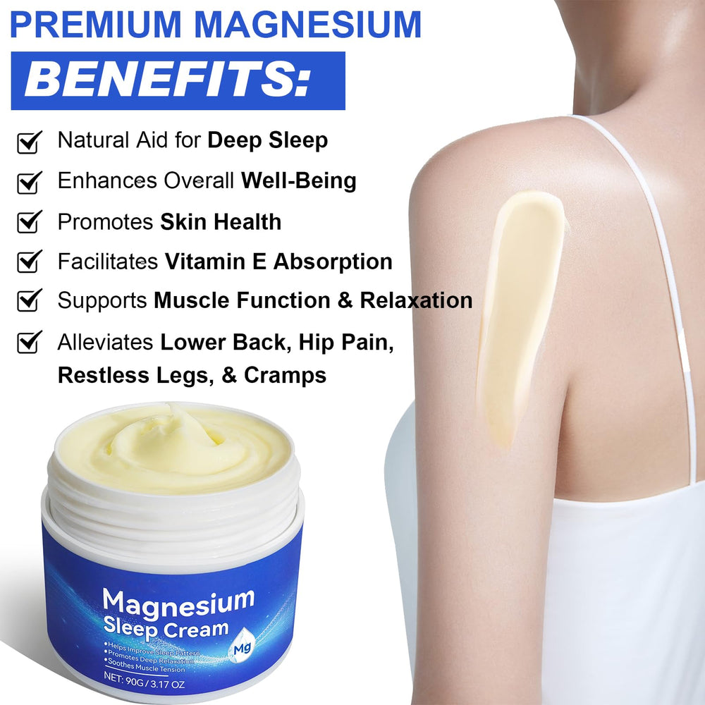 Magnesium Cream application on chest, mild daily-use formula.