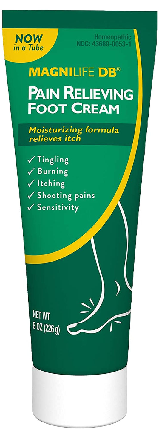 MagniLife DB Foot Cream tube ready for soothing moisturizing relief on dry, cracked feet