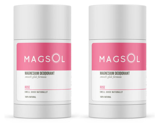 MAGSOL Rose deodorant 2-pack showcases packaging and light rose fragrance