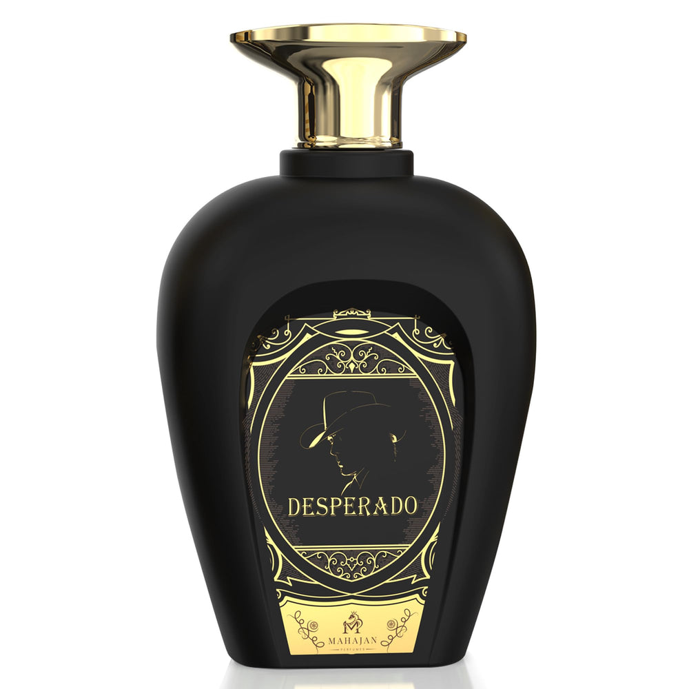 Mahajan Desperado bottle front view for confident evening wear.