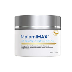 MAIAMIMAX Age-Defying Cream jar close-up showing creamy texture for lifting look.