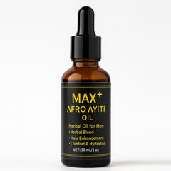 Maidlure Max+ Afro Ayiti Oil bottle close-up showing vitality-friendly herbal blend